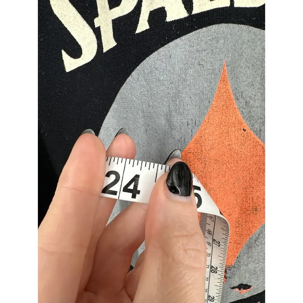 80s Vintage Spalding Sweatshirt Mens Large Gray Black Basketball Zip Rare - Picture 7 of 7